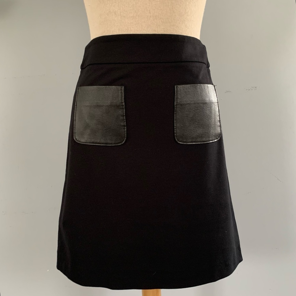Nordstrom black ponte & faux leather skirt with vegan patch pockets by Halogen